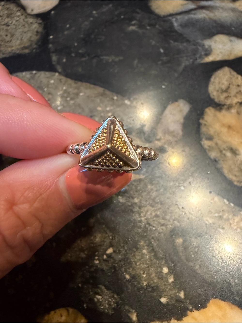 LAGOS Gold Pyramid Ring with Crystal Pavé Band - Picture 2 of 3